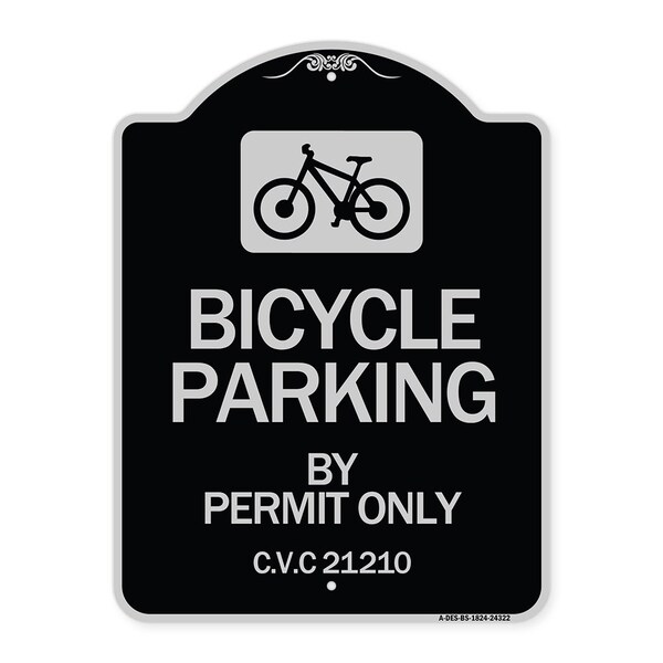 Bicycle Parking by Permit C.V.S. 21210 Heavy-Gauge Aluminum Sign, 24" x 18", BS-1824-24322